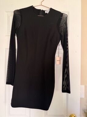 Superdown - Womens Black Mesh-Sleeve Cocktail Dress